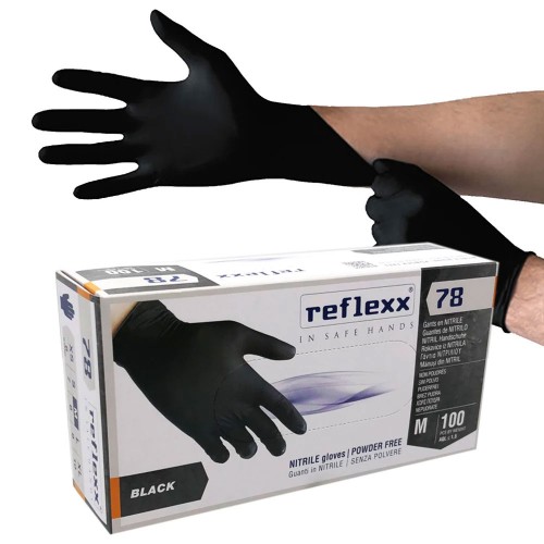 Disposable black nitrile gloves